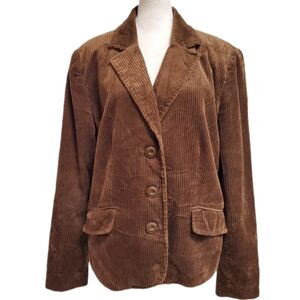 Dressbarn Y2k 100% cotton Brown Corduroy collegiate preppy boxy Blazer L